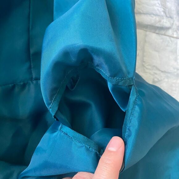 Tulliano men L 100% silk full zip mock collar longsleeve jacket teal green color - Picture 12 of 14